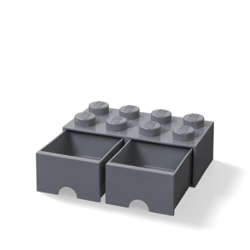 Lego pojemnik klocek z szufladami ósemka szary