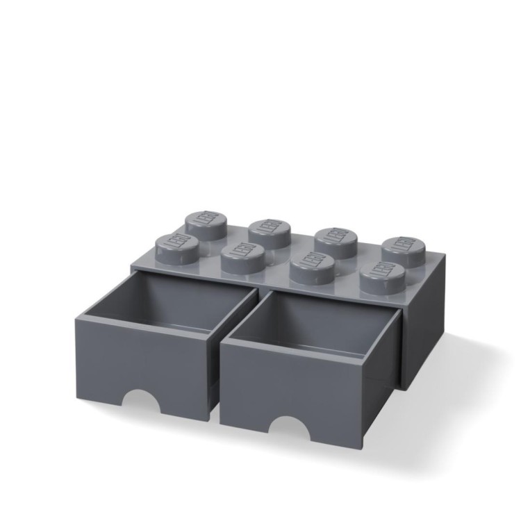 Lego pojemnik klocek z szufladami ósemka szary