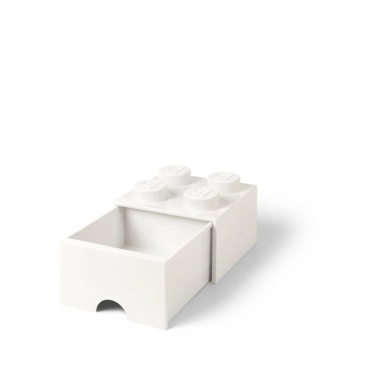 Lego pojemnik klocek z szufladą czwórka biały, NHG