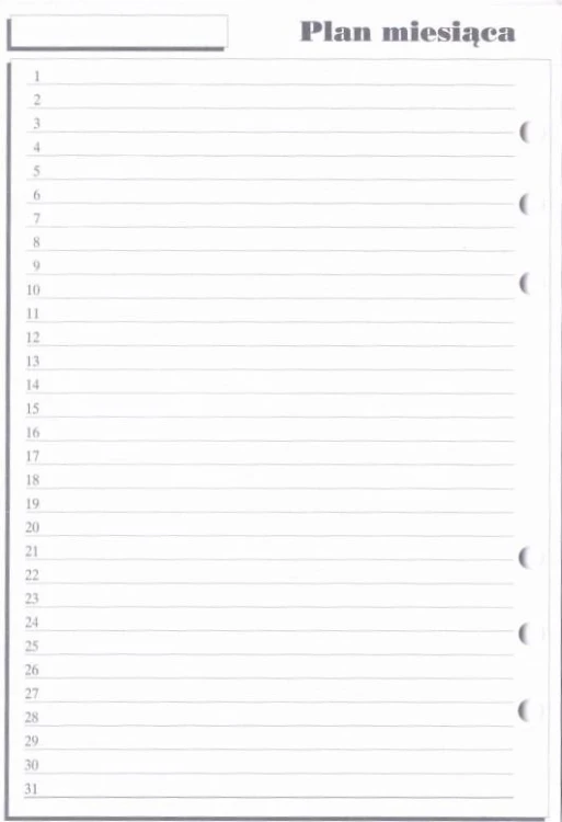 Wkład do organizera A5 Plan miesiąca ANTRA, Antra