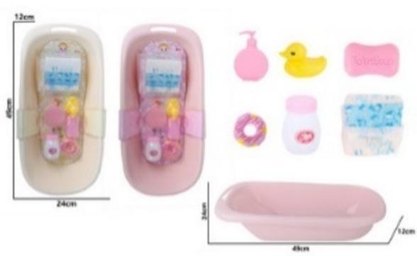 Wanienka do kąpieli lalki + akcesoria 24x49x12cm