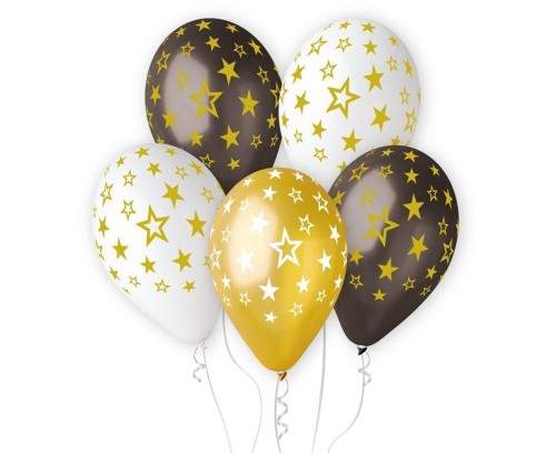 Balony Premium Hel gwiazdy złote 33cm 6szt