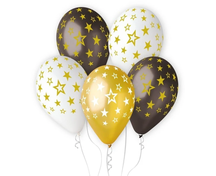 Balony Premium Hel gwiazdy złote 33cm 6szt