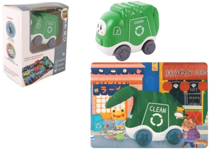 Auto puzzle Przygoda drogowa śmieciarka, Pro Kids
