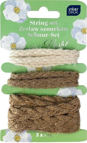 Zestaw naturalnych sznurków dekor. 3x1m Pastel