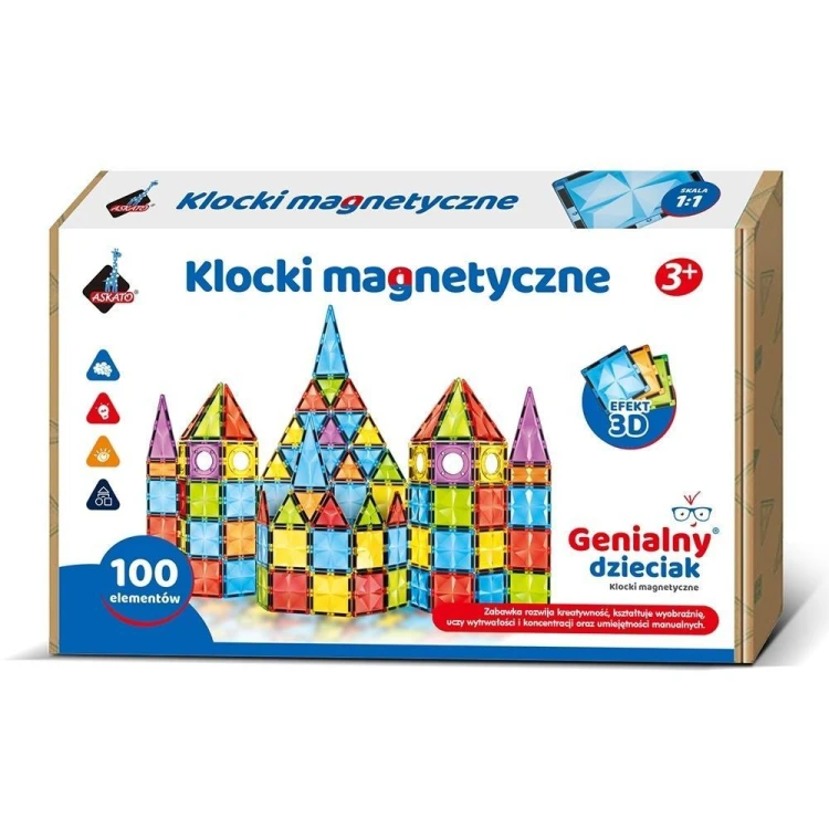 Klocki magnetyczne 100 elementów, Askato