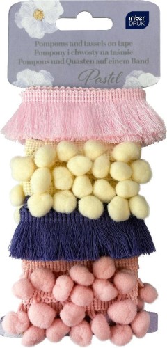 Zestaw pomponów na taśmie 4x0,7m Pastel, INTERDRUK