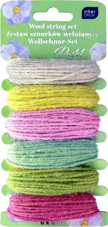 Zestaw sznurków wełnianych 6x5m Pastel, INTERDRUK