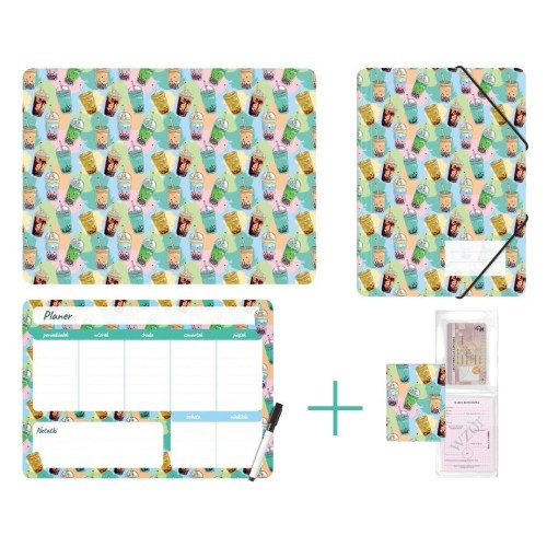 Zestaw szkolny z nadrukiem Bubble Tea, Biurfol