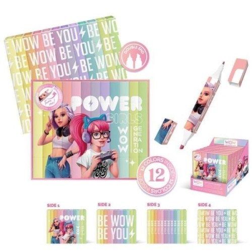 Flamastry dwustronne WOW 12 kolorów, Kids Euroswan