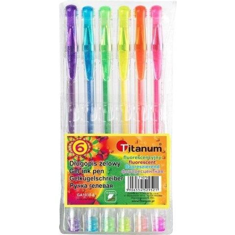 Długopis żelowy fluorescencyjny 6 kolorów, Titanum