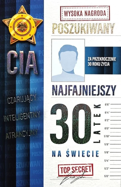 Karnet Urodziny 30 męskie poszukiwany