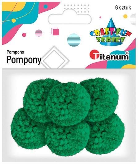 Pompony włóczkowe 3cm zielone 6szt., Titanum