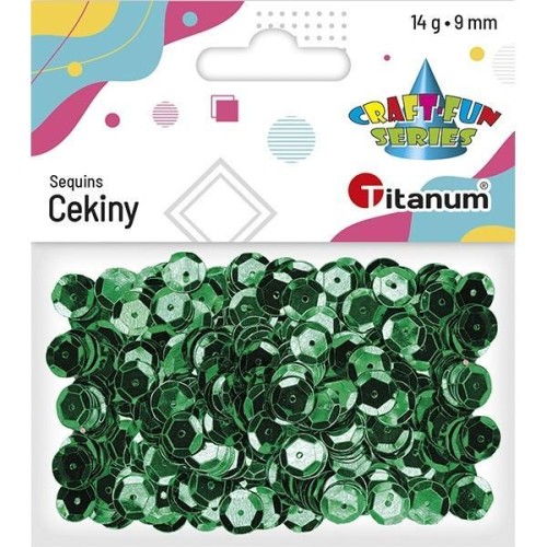 Cekiny okrągłe 9mm metaliczne zielone 14g, Titanum