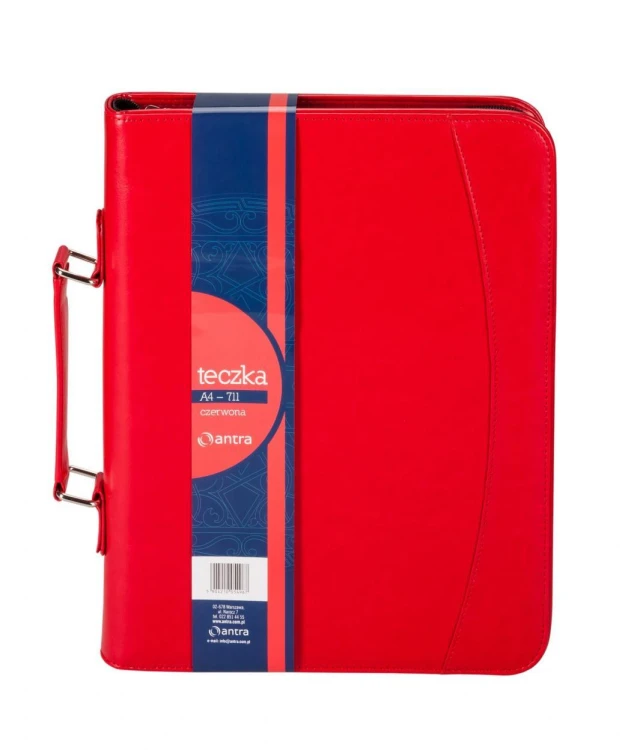 Teczka A4 711 czerwona na suwak, Antra