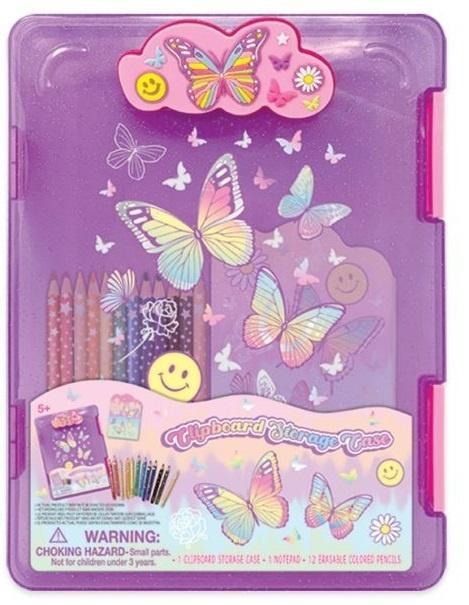 Teczka z klipsem + kredki Motylki, Hot Focus