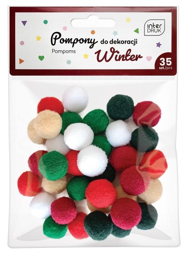 Pompony do dekoracji 35 sztuk Winter, INTERDRUK