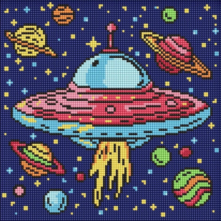 Diamentowa mozaika Kids - Kosmiczna podróż 30x30cm