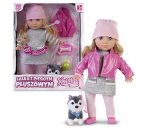 Lalka Natalia z pieskiem pluszowym 35cm, Artyk