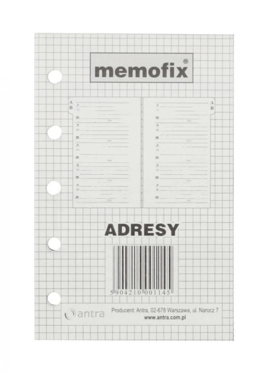 Wkład do organizera MEM/M Adresy ANTRA, Antra