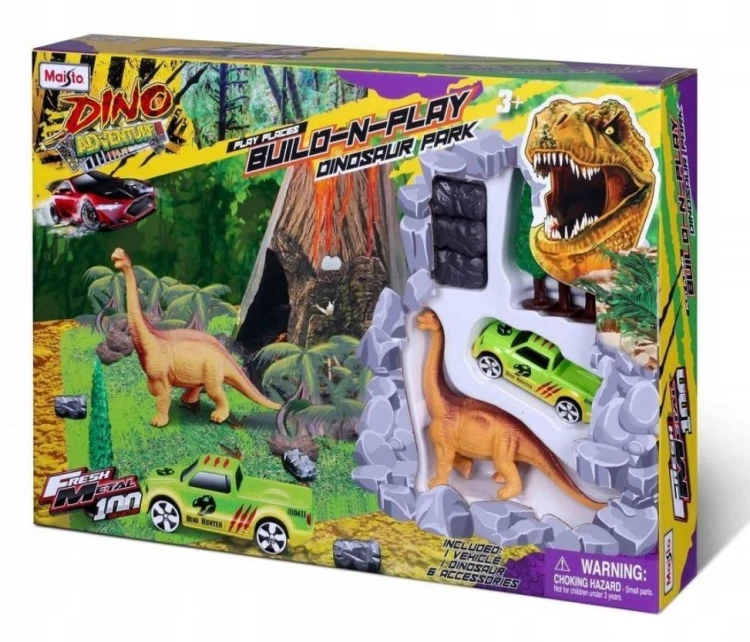 Zestaw z dinozaurem i pojazdem + makieta, TM Toys