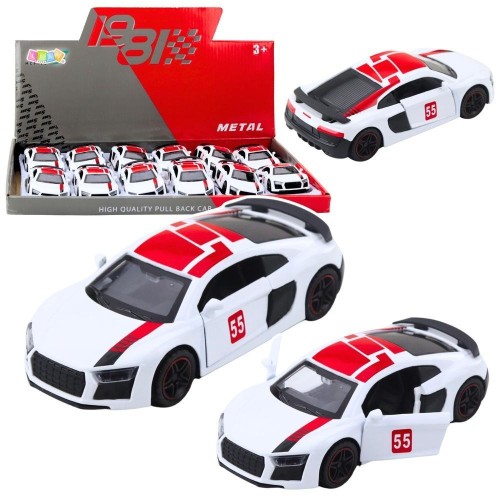 Samochód metalowy z napędem biały 1:43, Leantoys