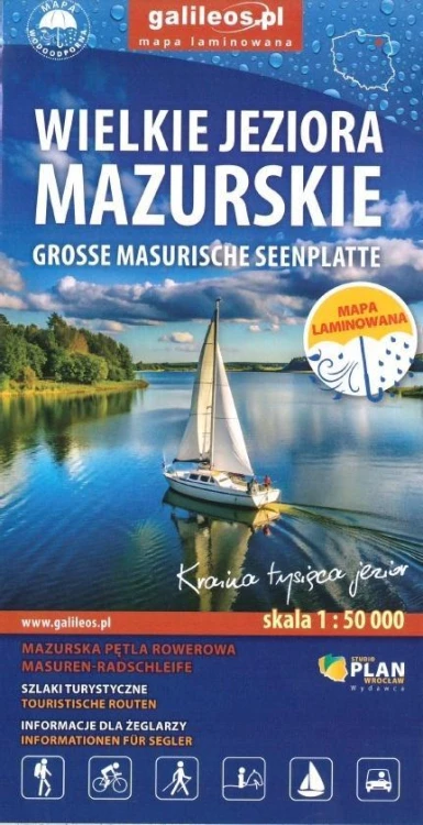 Mapa turystyczna Wielkie Jeziora Mazurskie lam.