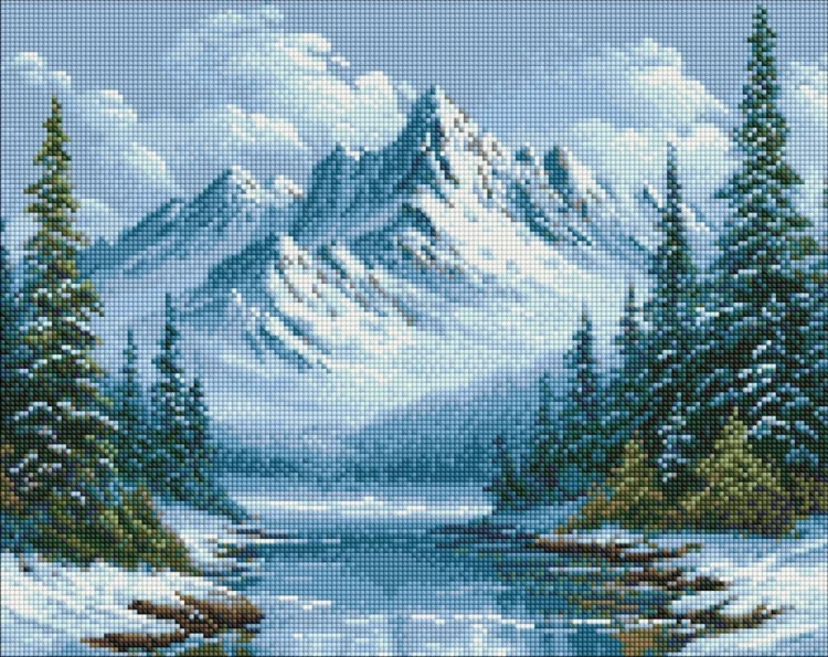Diamentowa mozaika - Mroźny oddech lasu 40x50cm