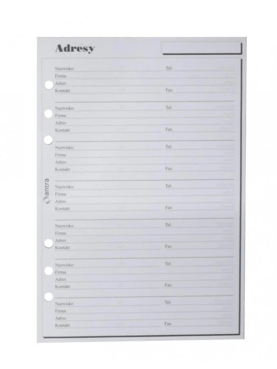Wkład do organizera A5 Adresy ANTRA, Antra