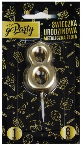 Świeczka urodzinowa 8 Metaliczna złota