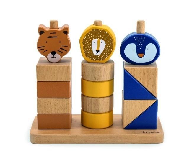 Klocki drewniane ze zwierzętami, Trixie Baby