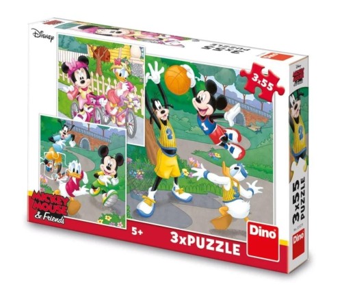 Puzzle 3x55 Myszka Miki Sportowcy, Dino Toys
