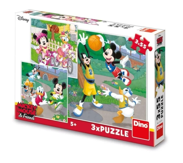 Puzzle 3x55 Myszka Miki Sportowcy, Dino Toys