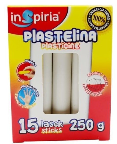 Plastelina biała 15 lasek 250g, InSpiria
