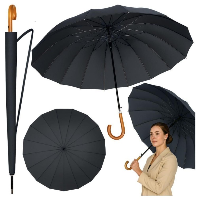 Parasol automatyczny z pokrowcem czarny 115cm