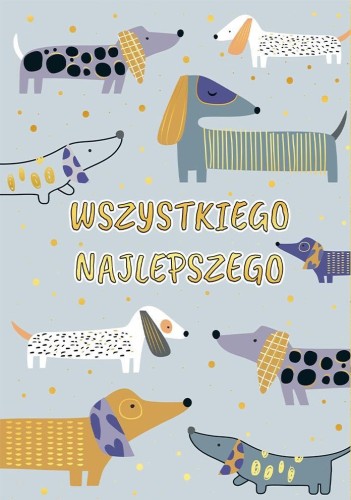 Karnet A5 Urodziny - Szare psy