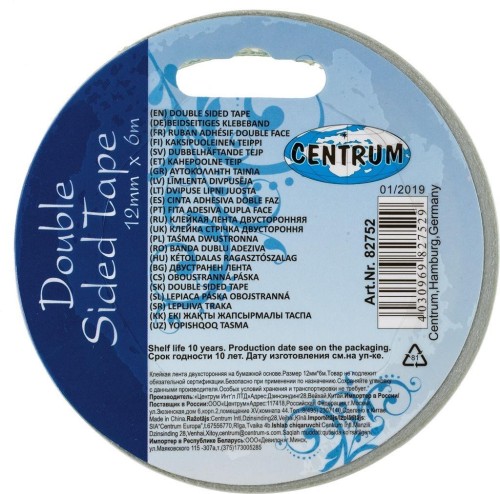 Taśma biurowa dwustronna 12mmx6m 82752, Centrum