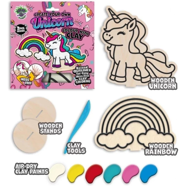 Zestaw do kolorowania plasteliną na drewnie