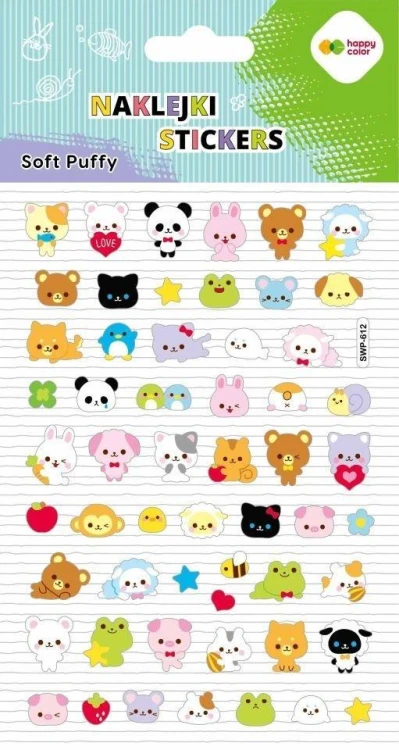 Naklejki 3D Soft Puffy Animals 110x205 HAPPY COLOR