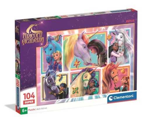 Puzzle 104 Super Unicorn Academy, Clementoni
