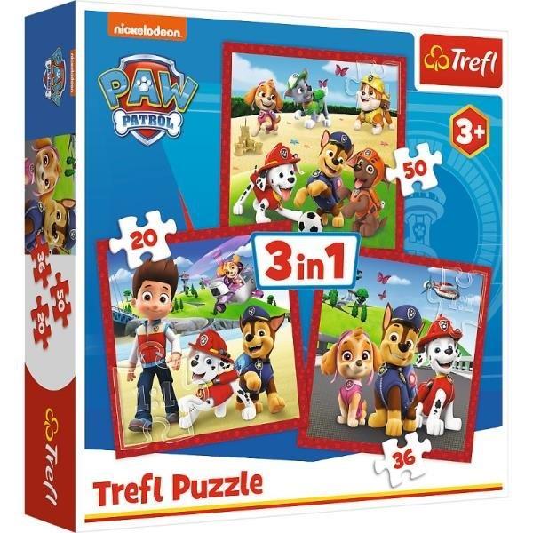 Puzzle 3w1 Wesołe pieski Paw Patrol TREFL, Trefl