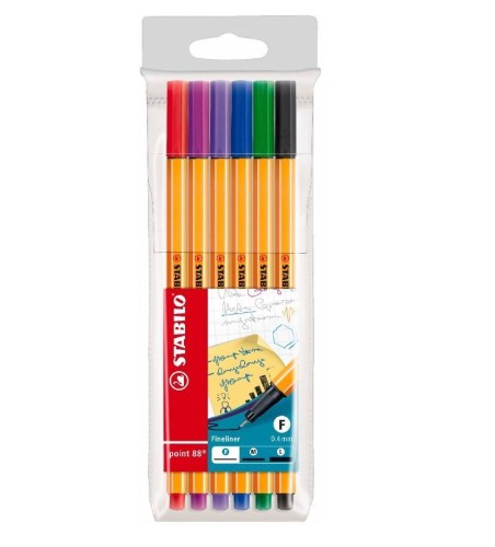 Cienkopis Point 88 etui 6 kolorów STABILO, Stabilo
