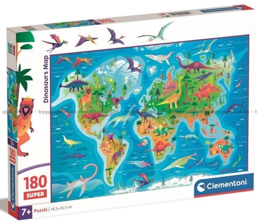 Puzzle 180 Super Dinosaurs Map, Clementoni