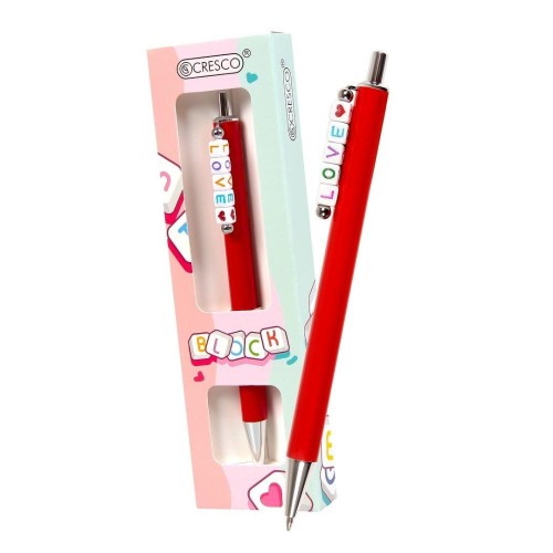 Długopis Block z koralikami LOVE w etui czerwony