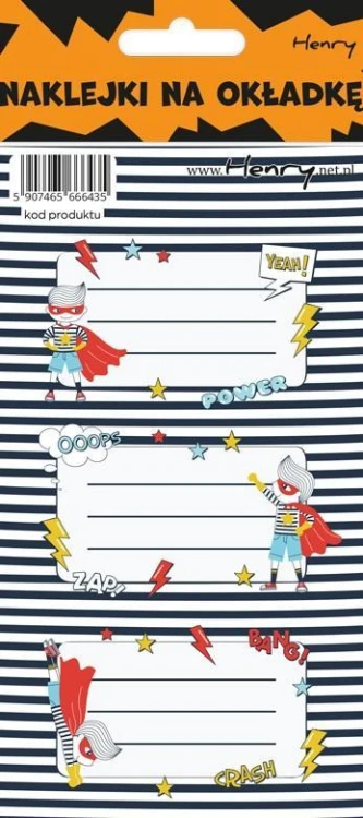 Naklejki na zeszyty - Superbohater (12szt), Henry