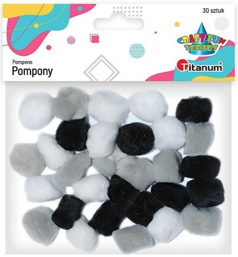 Pompony akrylowe 25mm szare 30szt., Titanum