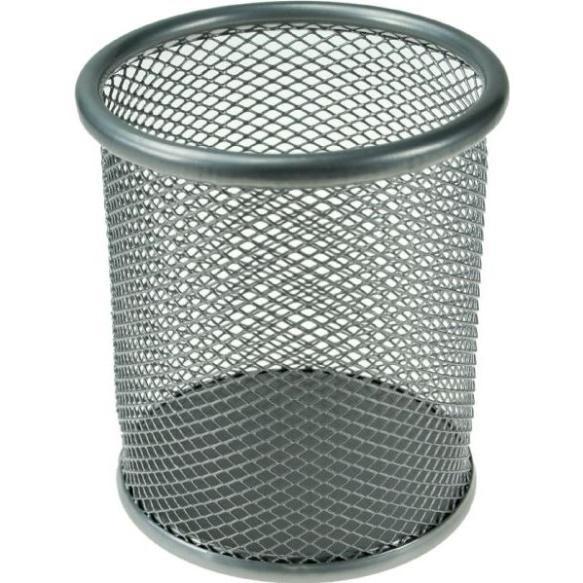 Pojemnik na długopisy siatka srebrny, Titanum