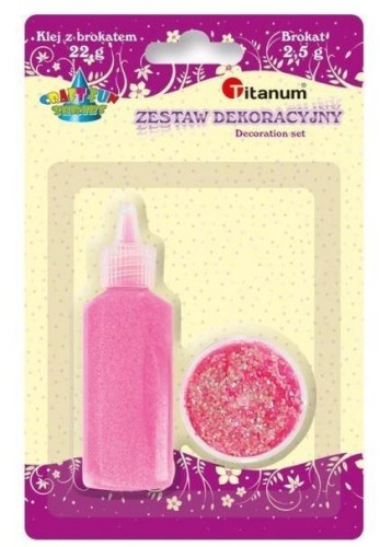 Klej z brokatem neonowy różowy w słoiczku, Titanum