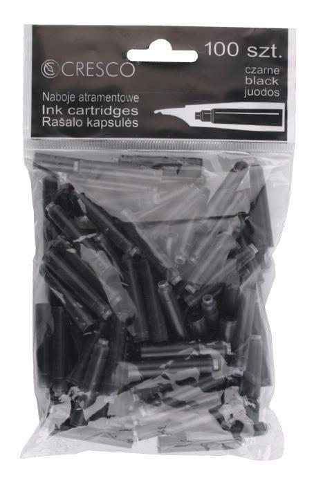 Naboje do piór czarne 100 sztuk, Cresco