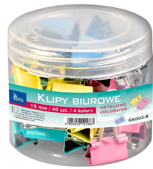 Klipy kolorowe 19mm 40szt. GK002-B, Tetis